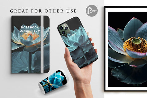 Digital Paper Dark Lotus Flower Digital Pattern artnoy 