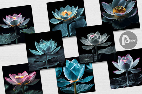 Digital Paper Dark Lotus Flower Digital Pattern artnoy 