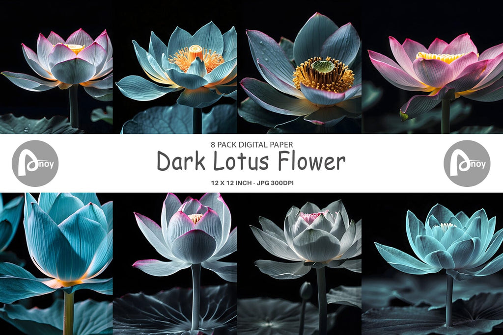 Digital Paper Dark Lotus Flower - So Fontsy