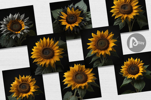 Digital Paper Dark Sunflower Digital Pattern artnoy 