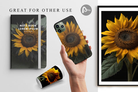 Digital Paper Dark Sunflower Digital Pattern artnoy 