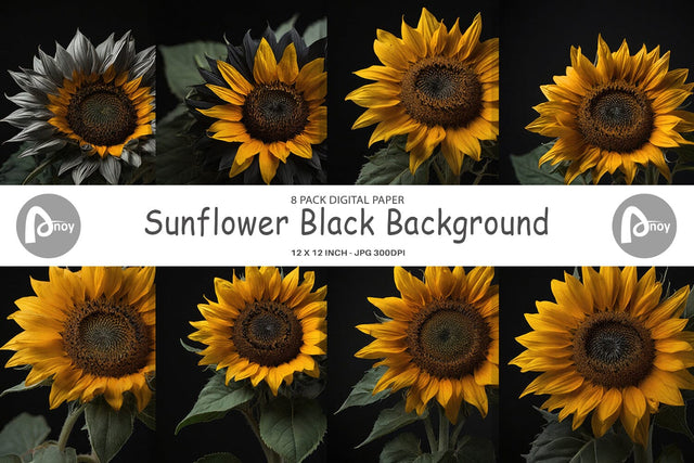 Digital Paper Dark Sunflower Digital Pattern artnoy 