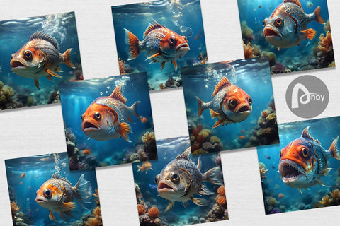 Digital Paper Deep Sea Fish Digital Pattern artnoy 