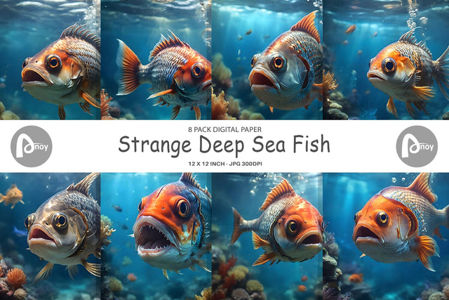 Digital Paper Deep Sea Fish Digital Pattern artnoy 