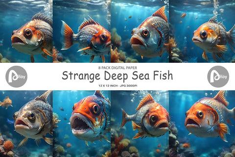Digital Paper Deep Sea Fish Digital Pattern artnoy 