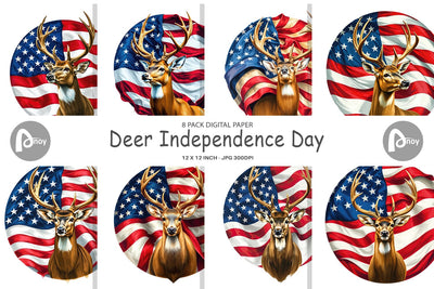 Digital Paper Deer 4th of July Digital Pattern artnoy 