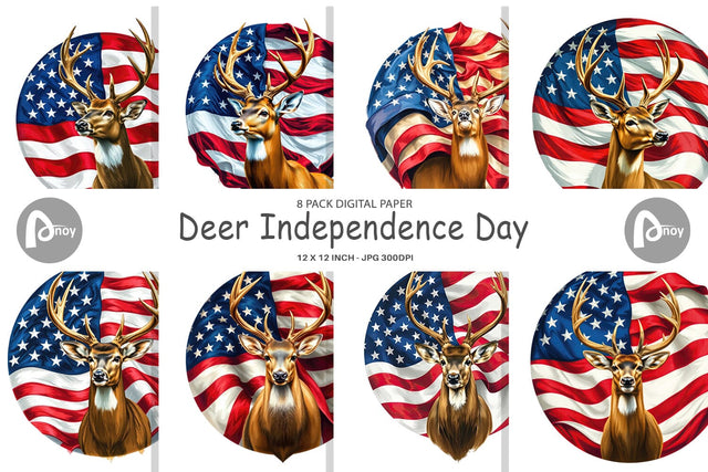 Digital Paper Deer 4th of July Digital Pattern artnoy 