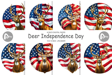 Digital Paper Deer 4th of July Digital Pattern artnoy 