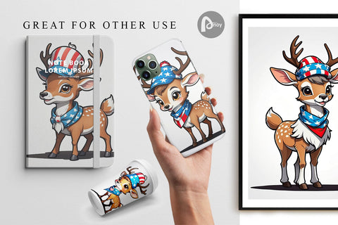Digital Paper Deer 4th of July Digital Pattern artnoy 
