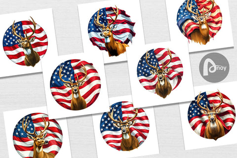 Digital Paper Deer 4th of July Digital Pattern artnoy 