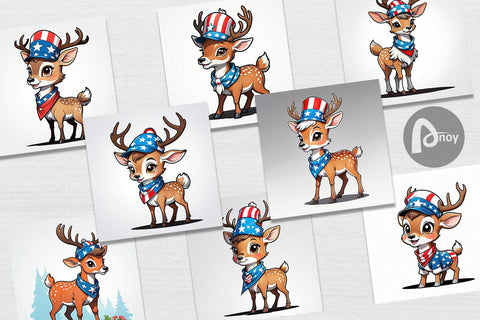 Digital Paper Deer 4th of July Digital Pattern artnoy 
