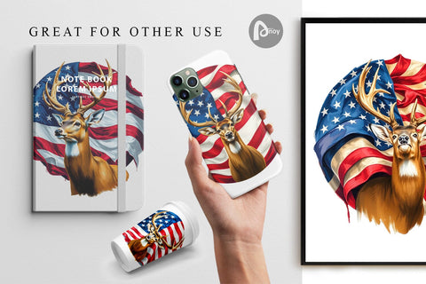 Digital Paper Deer 4th of July Digital Pattern artnoy 