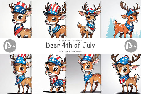 Digital Paper Deer 4th of July Digital Pattern artnoy 