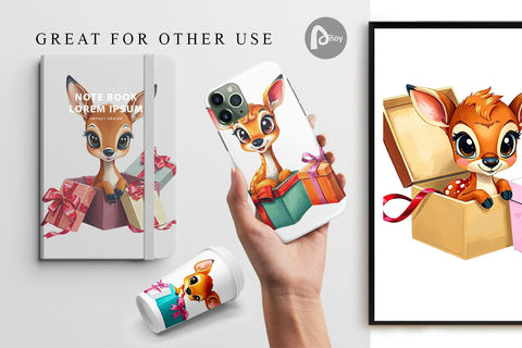 Digital Paper Deer Fawn Gift Digital Pattern artnoy 