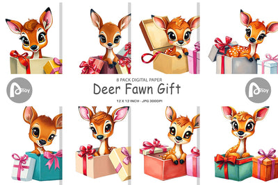 Digital Paper Deer Fawn Gift Digital Pattern artnoy 