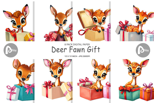 Digital Paper Deer Fawn Gift Digital Pattern artnoy 