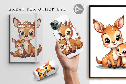 Digital Paper Deer Mother's Day Digital Pattern artnoy 