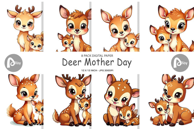Digital Paper Deer Mother's Day Digital Pattern artnoy 