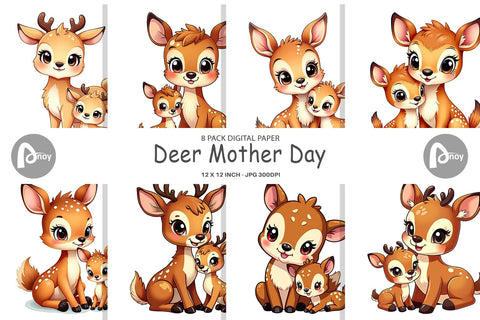 Digital Paper Deer Mother's Day Digital Pattern artnoy 