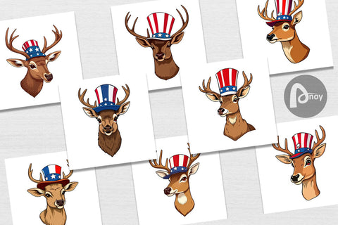 Digital Paper Deer Patriotic Digital Pattern artnoy 