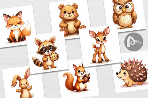 Digital Paper Derpy Gingerbread Woodland Creatures Digital Pattern artnoy 