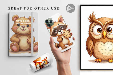 Digital Paper Derpy Gingerbread Woodland Creatures Digital Pattern artnoy 