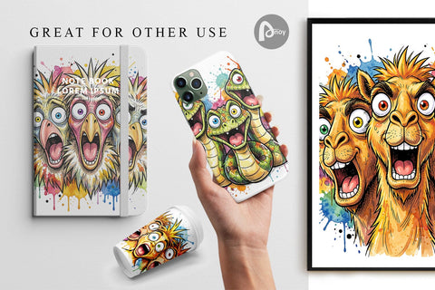 Digital Paper Desert Animal Heat Hysteria Ink Sketch Digital Pattern artnoy 