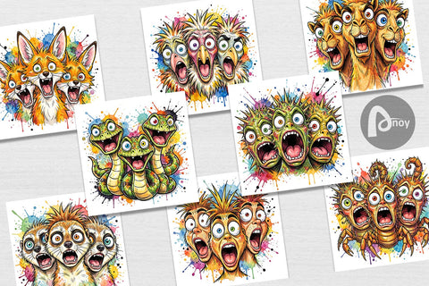 Digital Paper Desert Animal Heat Hysteria Ink Sketch Digital Pattern artnoy 