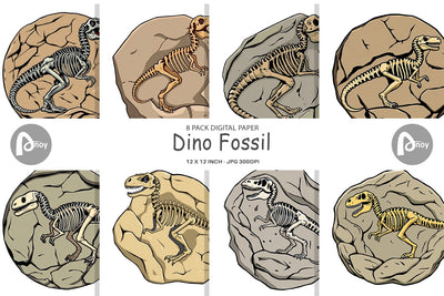 Digital Paper Dino Fossil Digital Pattern artnoy 