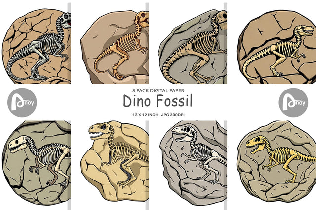 Digital Paper Dino Fossil Digital Pattern artnoy 