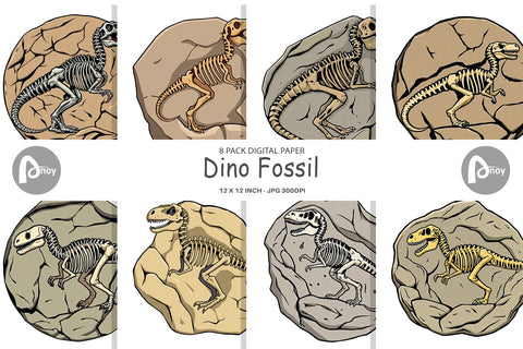 Digital Paper Dino Fossil Digital Pattern artnoy 