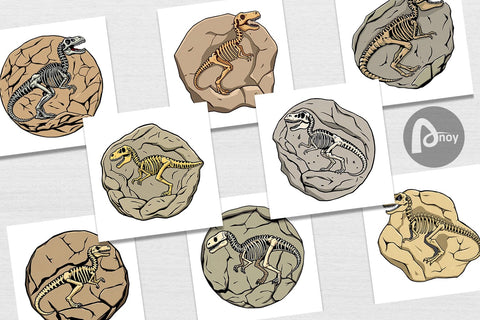 Digital Paper Dino Fossil Digital Pattern artnoy 