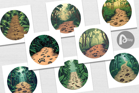 Digital Paper Dino Tracks in Jungle Digital Pattern artnoy 