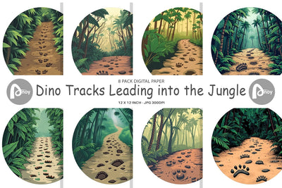 Digital Paper Dino Tracks in Jungle Digital Pattern artnoy 