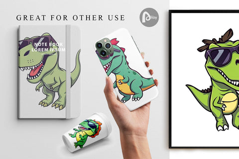 Digital Paper Dino with Sunglasses Digital Pattern artnoy 