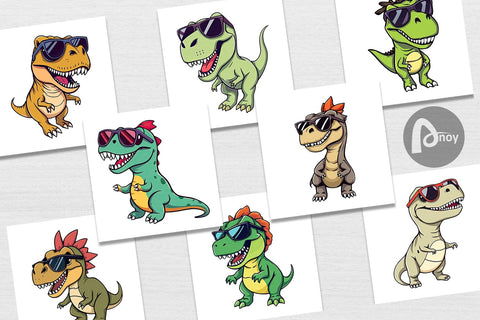 Digital Paper Dino with Sunglasses Digital Pattern artnoy 