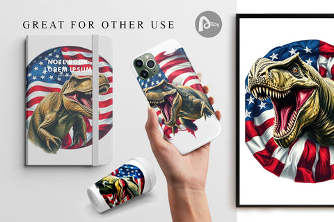 Digital Paper Dinosaur 4th of July Digital Pattern artnoy 