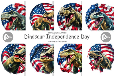 Digital Paper Dinosaur 4th of July Digital Pattern artnoy 