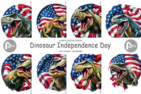 Digital Paper Dinosaur 4th of July Digital Pattern artnoy 