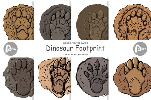Digital Paper Dinosaur Footprint Digital Pattern artnoy 