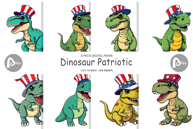 Digital Paper Dinosaur Patriotic Digital Pattern artnoy 