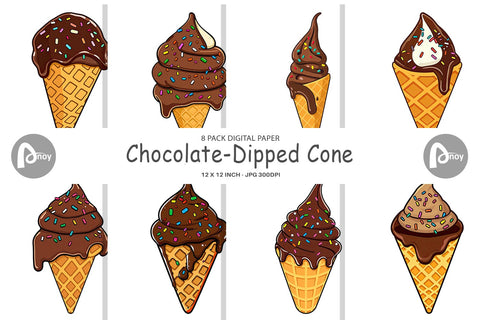 Digital Paper Dipped Ice Cream Digital Pattern artnoy 