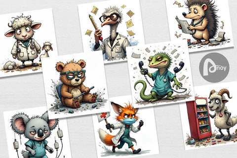 Digital Paper Doctor Chaos Critters Digital Pattern artnoy 