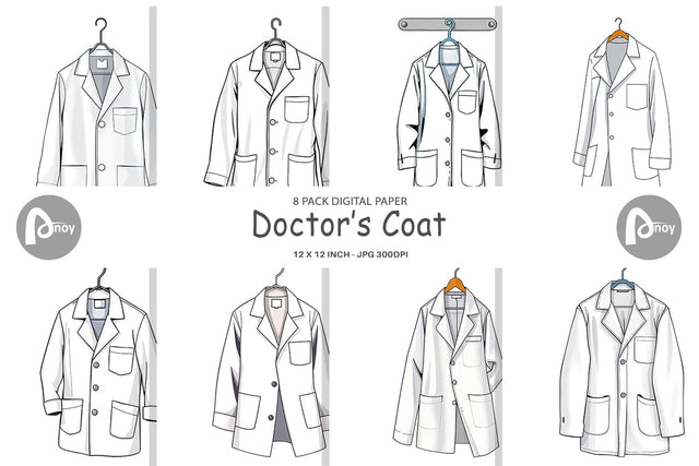 Digital Paper Doctor Coat Digital Pattern artnoy 