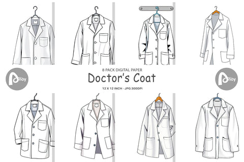 Digital Paper Doctor Coat Digital Pattern artnoy 