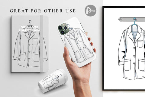 Digital Paper Doctor Coat Digital Pattern artnoy 