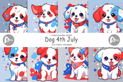 Digital Paper Dog 4th July Digital Pattern artnoy 