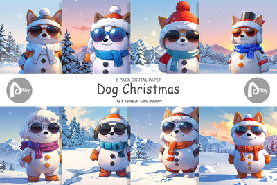 Digital Paper Dog Christmas Digital Pattern artnoy 