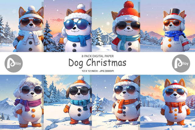 Digital Paper Dog Christmas Digital Pattern artnoy 