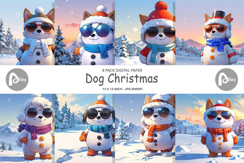 Digital Paper Dog Christmas Digital Pattern artnoy 